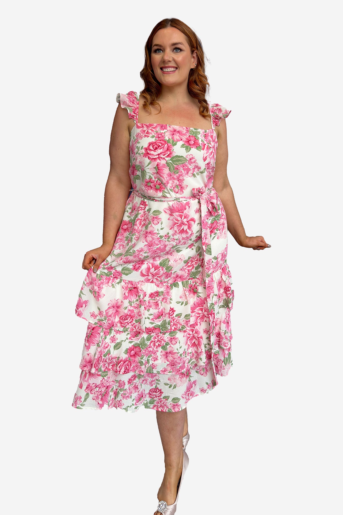 Plus floral midi dress best sale