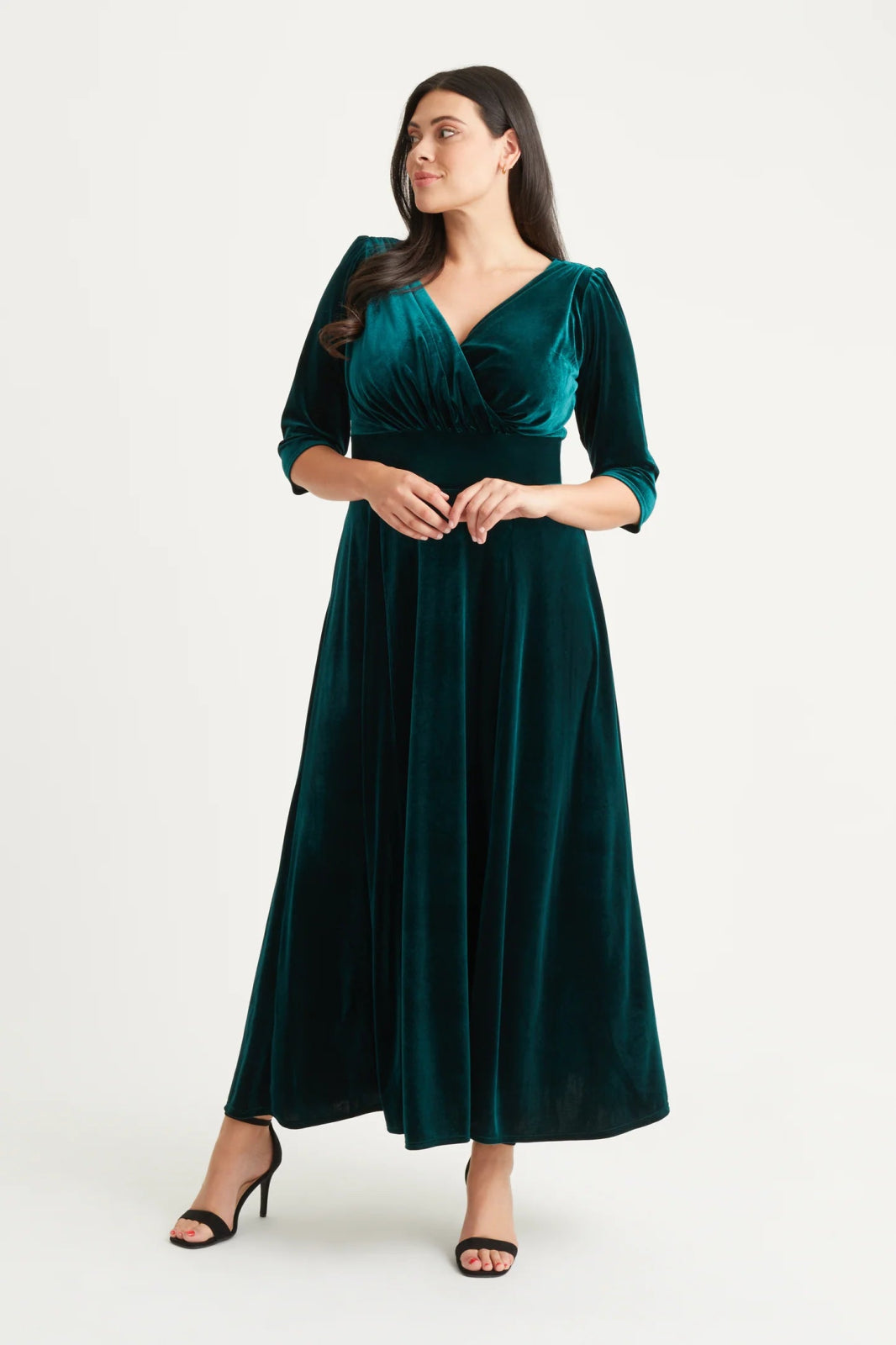 Scarlett Jo Plus Size Verity Velvet Dark Green Wrap Maxi Dress