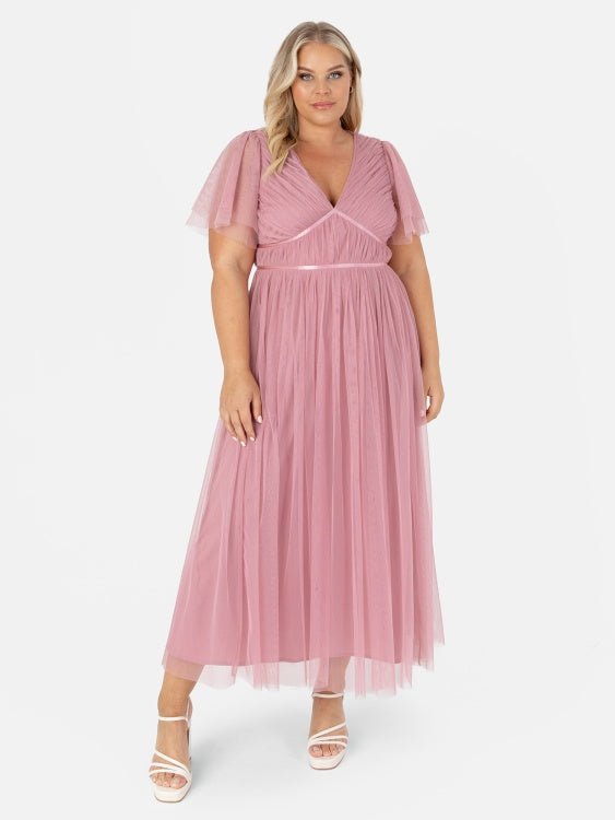 Anaya With Love Plus Size Recycled Blush Pink Ribbon Detail Midi Dress - Curvy Chic Boutique
