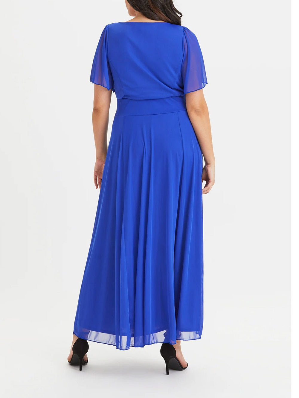 Blue Bolero Wrap Bodice Plus Size Maxi Dress - Curvy Chic Boutique