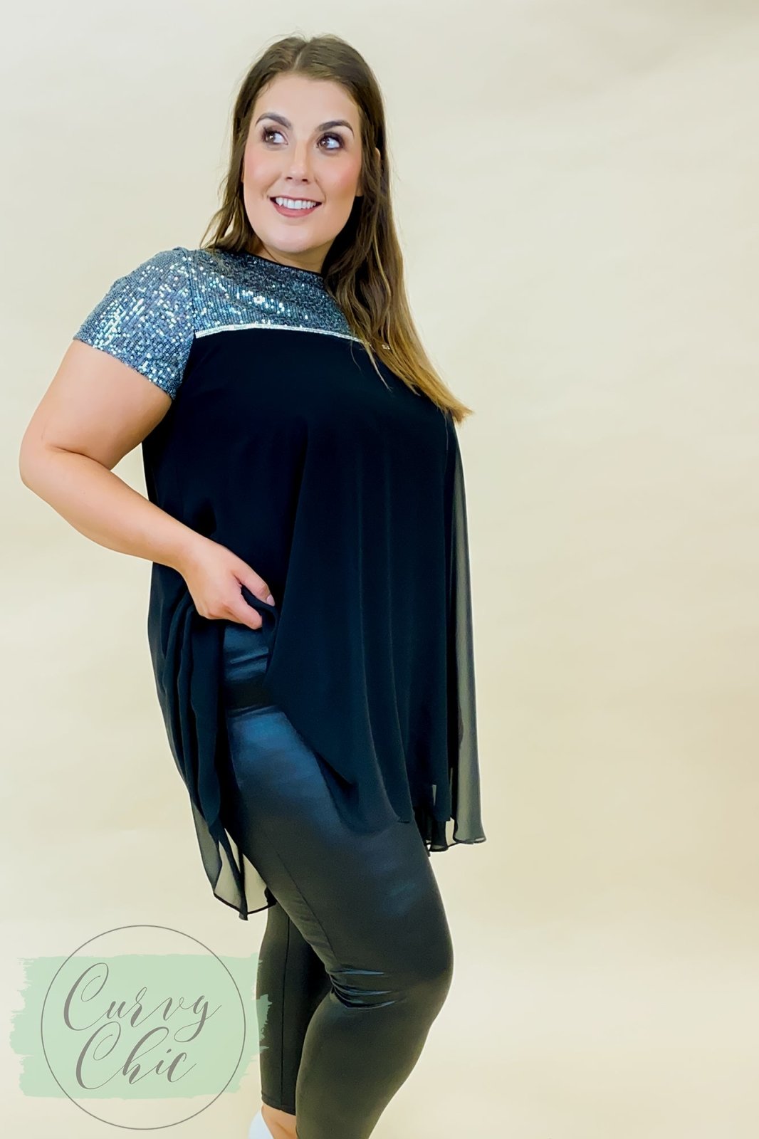 Plus size Leather Look Stretch Leggings