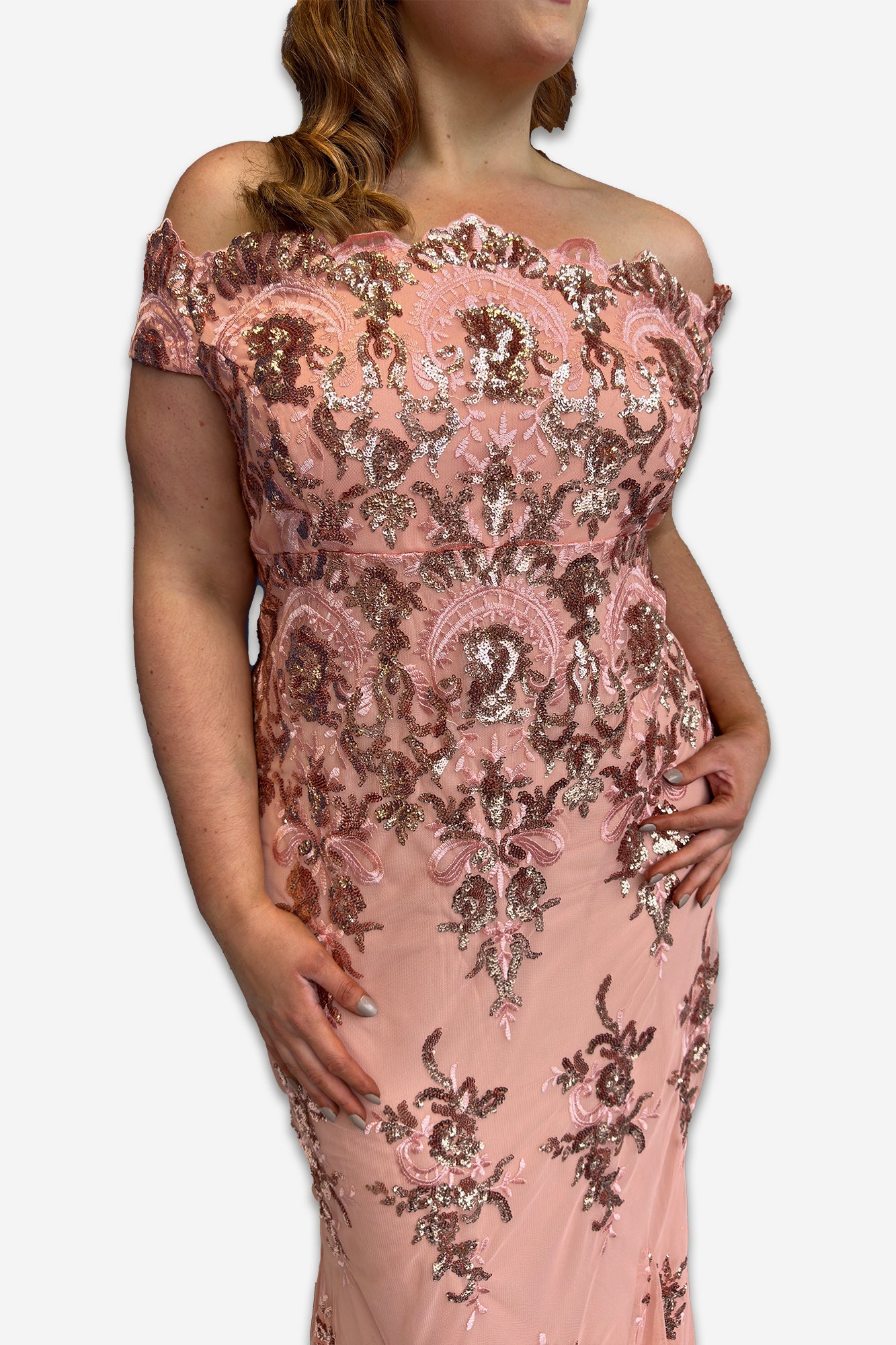 Bardot Plus Size Maxi Dress with Sequin Detail Blush Peach