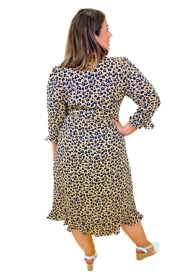 Animal Print Wrap Plus Size Midi Dress - Curvy Chic Boutique