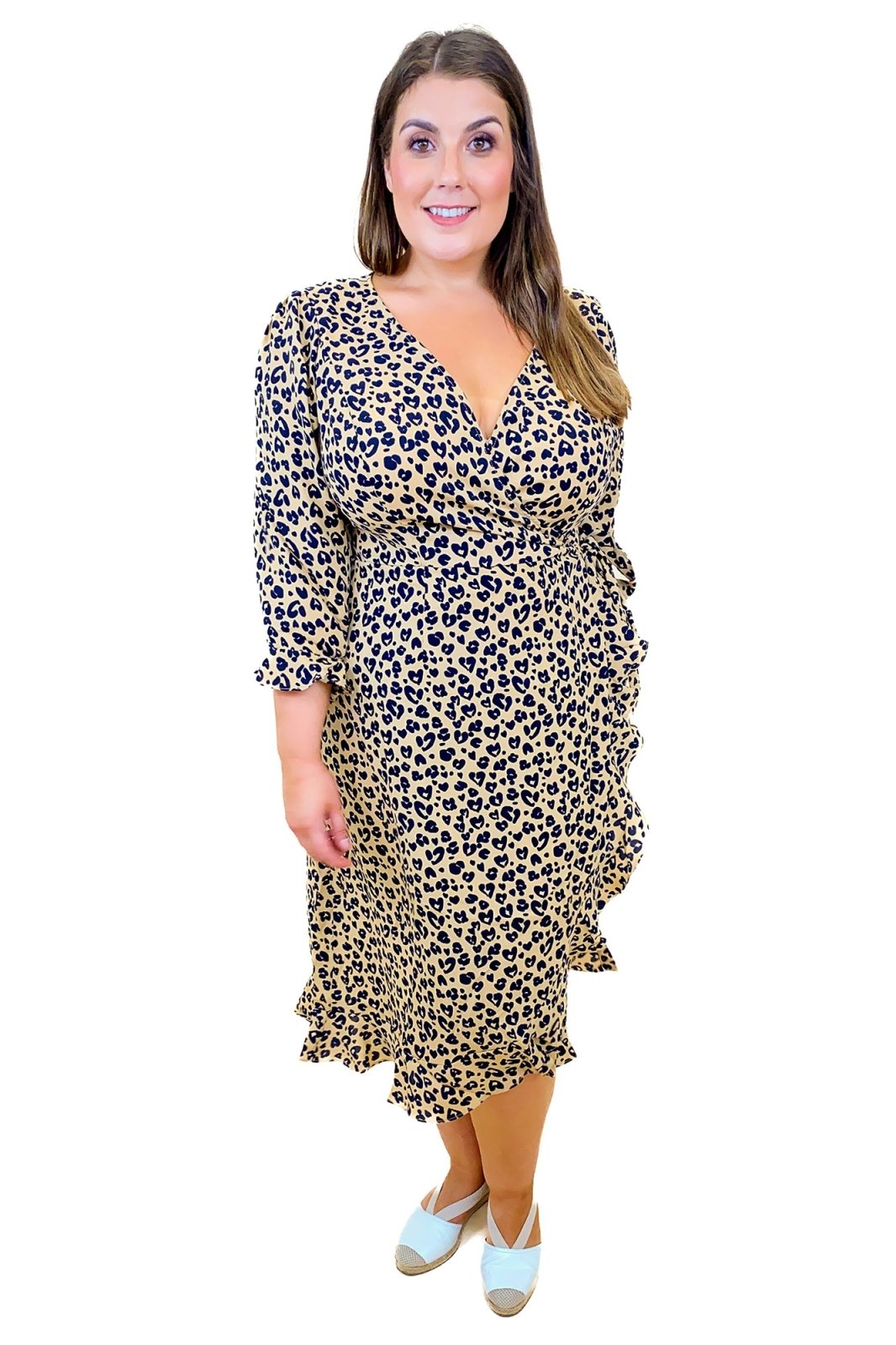 Animal Print Wrap Plus Size Midi Dress - Curvy Chic Boutique