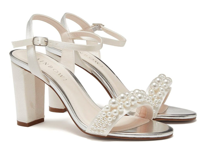 Clara Ivory Pearl Bridal Sandals | Rainbow Club Shoes - Curvy Chic Boutique