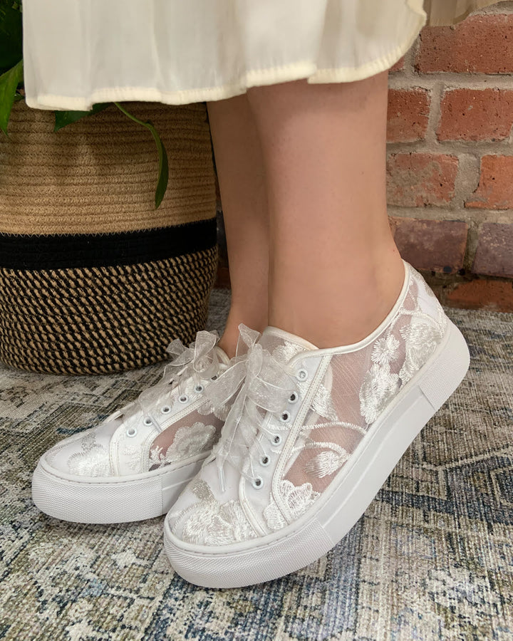 Codie Ivory Floral Lace Sneakers | Perfect Bridal Company - Curvy Chic Boutique