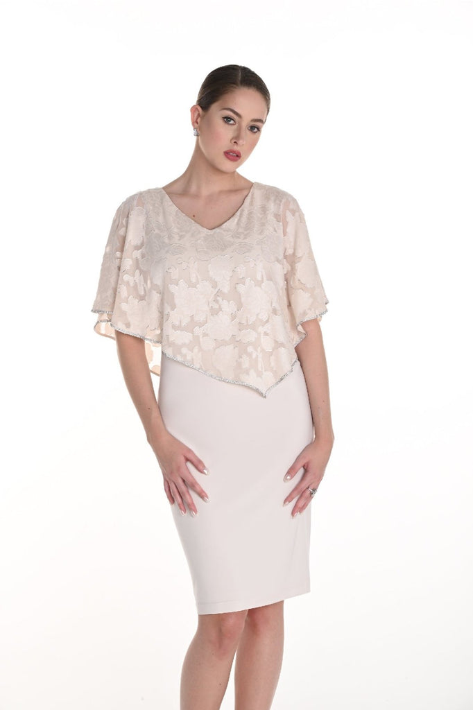 cream dress knee length Cream Floral Shawl Overlay Midi Dress for Elegant Occasions – Rebecca James  (formerly Curvy Chic Boutique)
