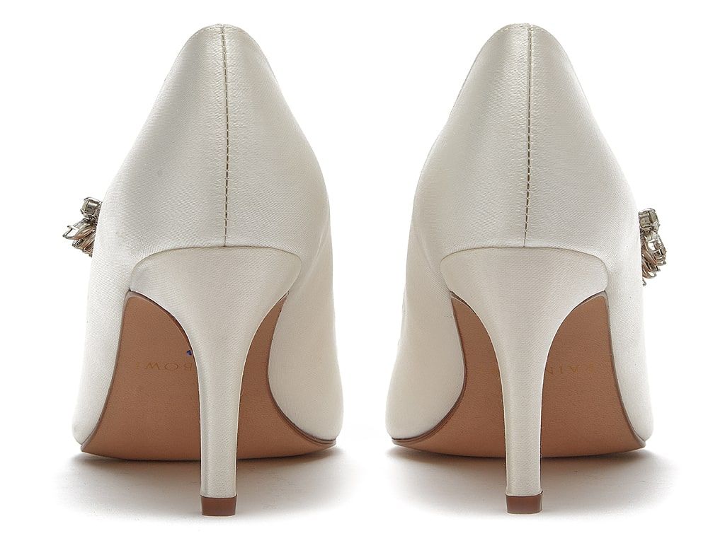 Crystal Ivory Satin Court Heels | Rainbow Club Shoes - Curvy Chic Boutique