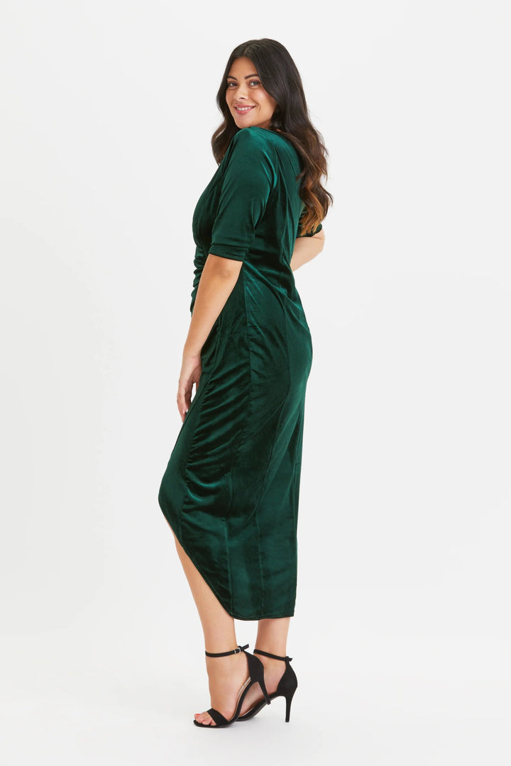 Green Velvet Midi Bodycon Dress - Curvy Chic Boutique