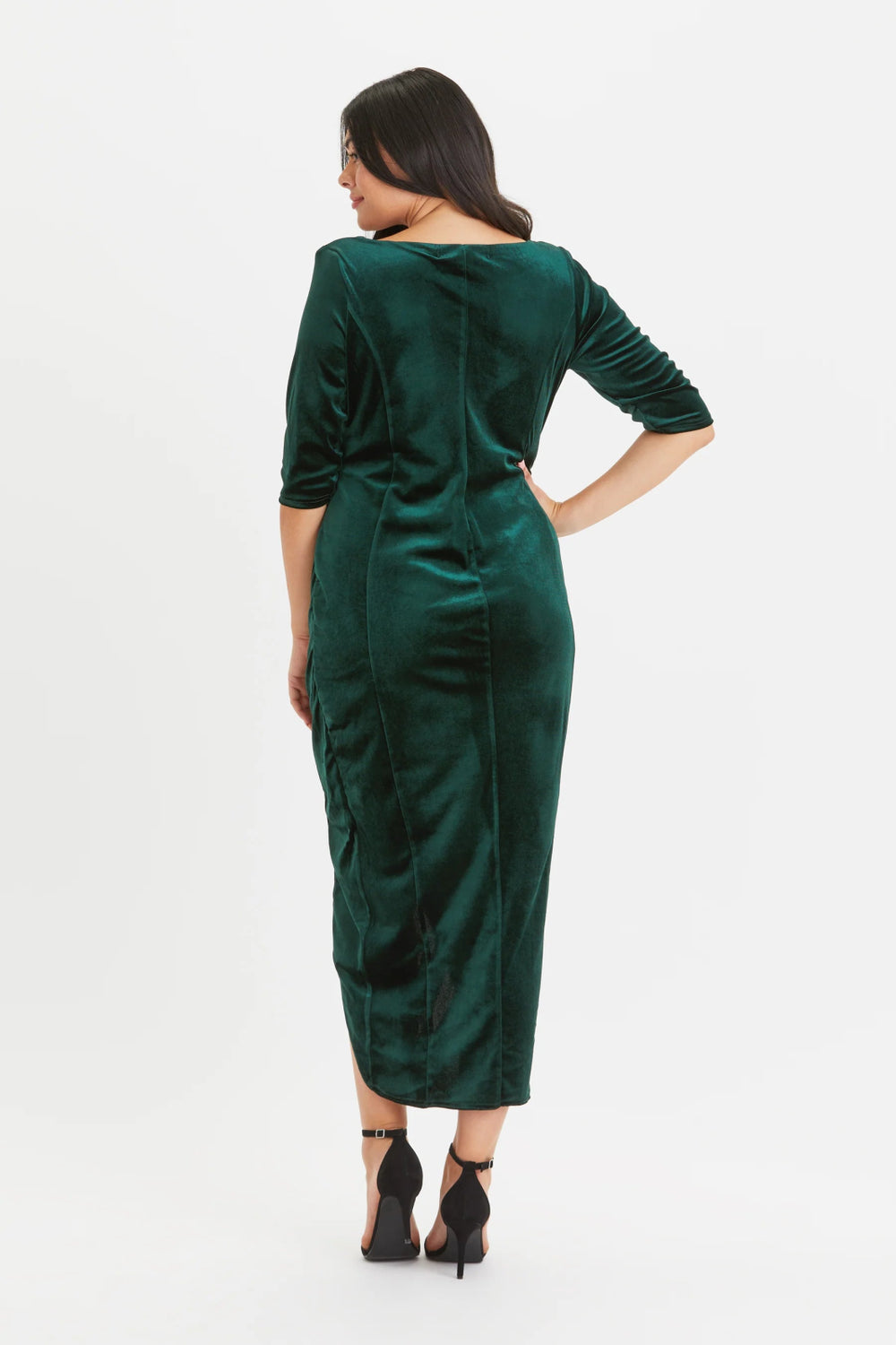 Green Velvet Midi Bodycon Dress - Curvy Chic Boutique