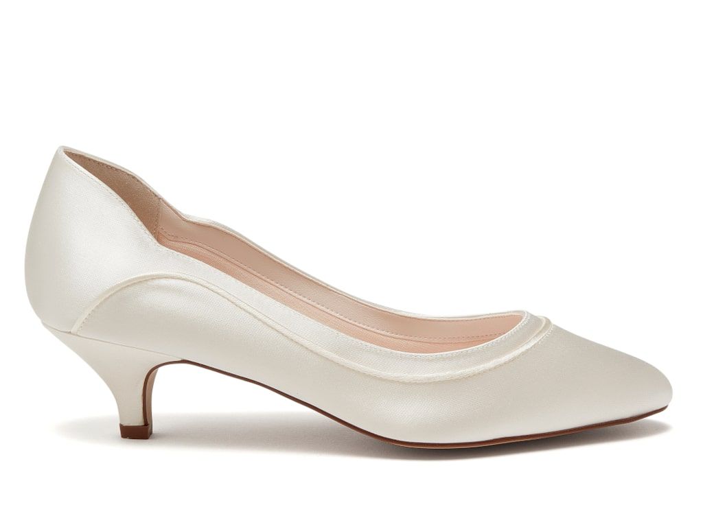 Hollie Ivory Satin Kitten Heel | Rainbow Club Shoes - Curvy Chic Boutique