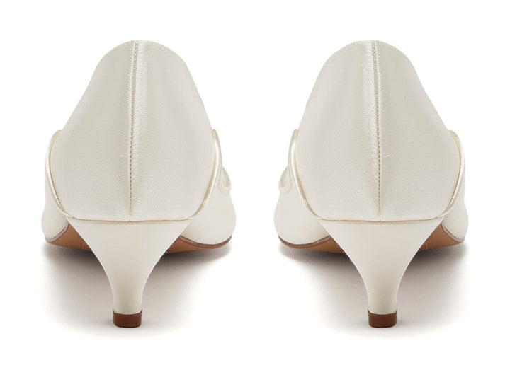 Hollie Ivory Satin Kitten Heel | Rainbow Club Shoes - Curvy Chic Boutique