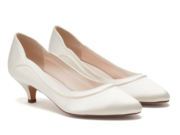 Hollie Ivory Satin Kitten Heel | Rainbow Club Shoes - Curvy Chic Boutique