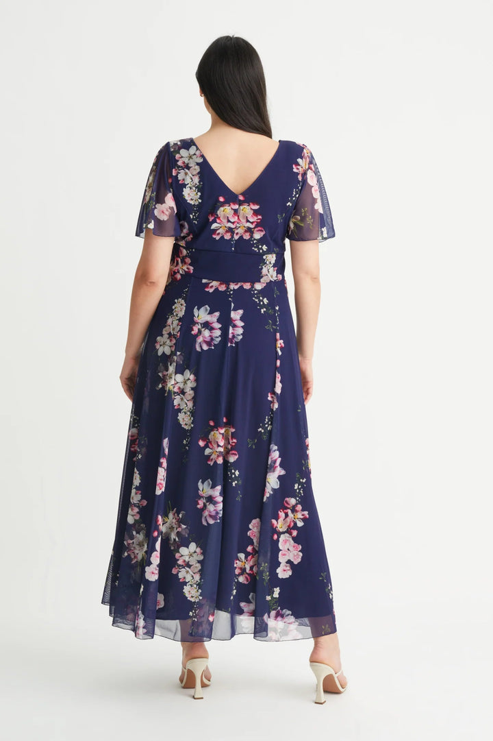 Isabelle Float Sleeve Maxi Dress in Navy Floral - Curvy Chic Boutique