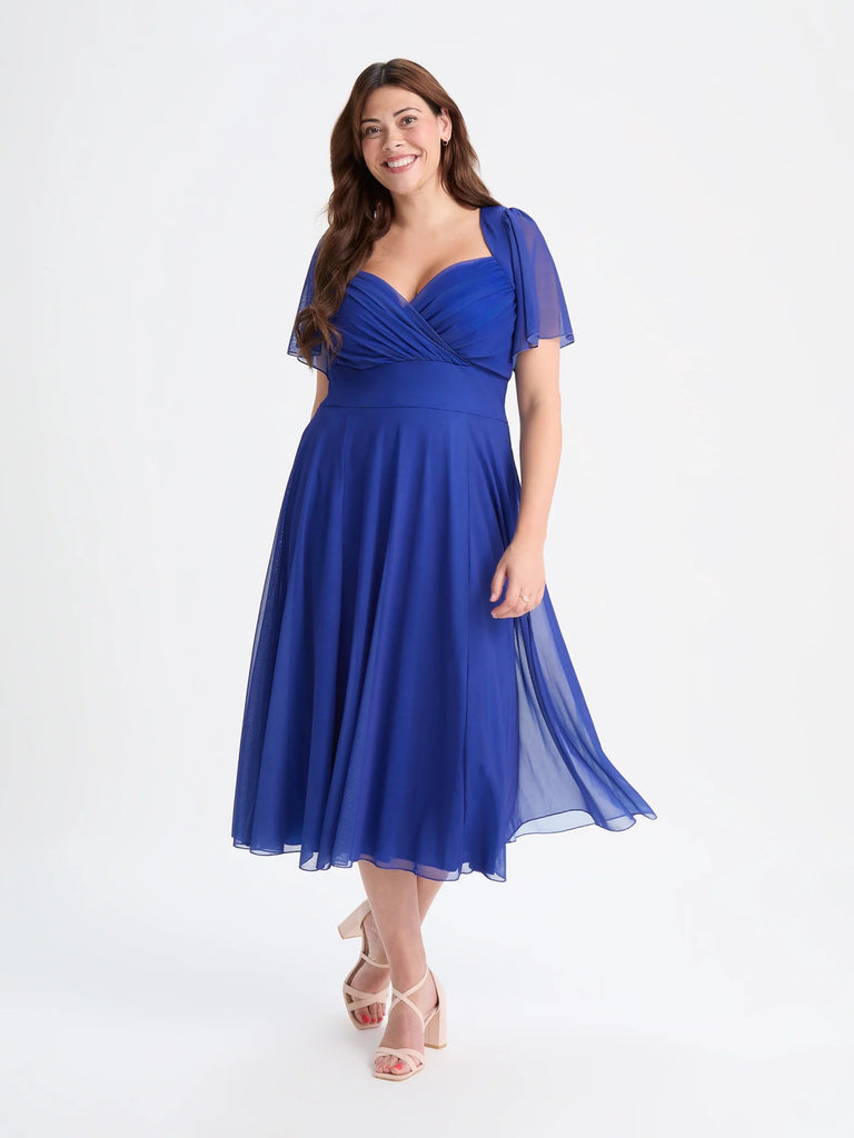 princess polly baby blue dress Liz Blue Bolero Wrap Bodice Midi Dress