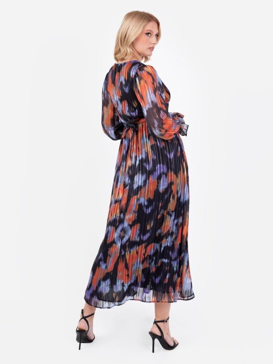 Lovedrobe Purple And Orange Faux Wrap Long Sleeve Maxi Dress - Curvy Chic Boutique