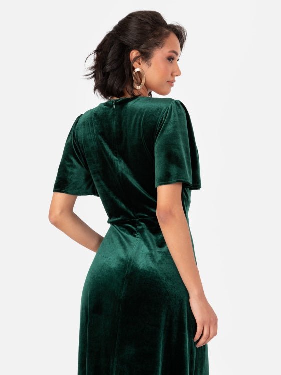 Maya Velvet Emerald Green Faux Wrap Maxi Dress - Curvy Chic Boutique