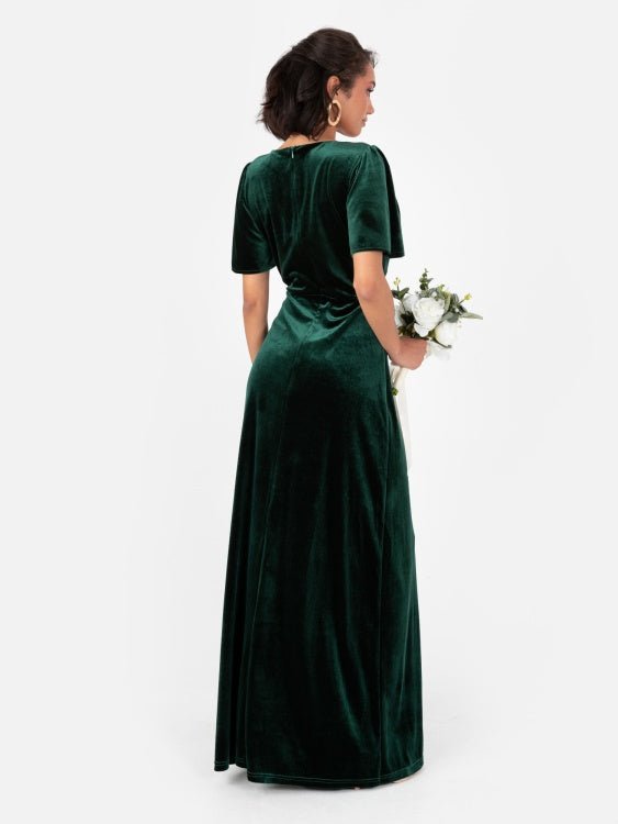 Maya Velvet Emerald Green Faux Wrap Maxi Dress - Curvy Chic Boutique