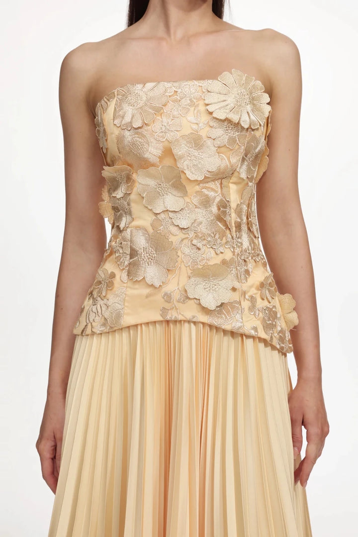 Plus Size Yellow Lace Bodice Pleated Maxi Dress Rebecca James Boutique | Rebecca James (formerly Curvy Chic Boutique) Belfast