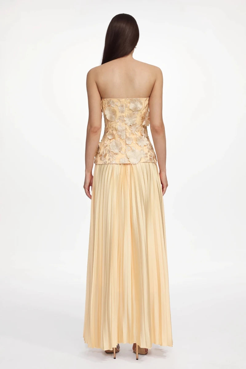 Plus Size Yellow Lace Bodice Pleated Maxi Dress Rebecca James Boutique | Rebecca James (formerly Curvy Chic Boutique) Belfast