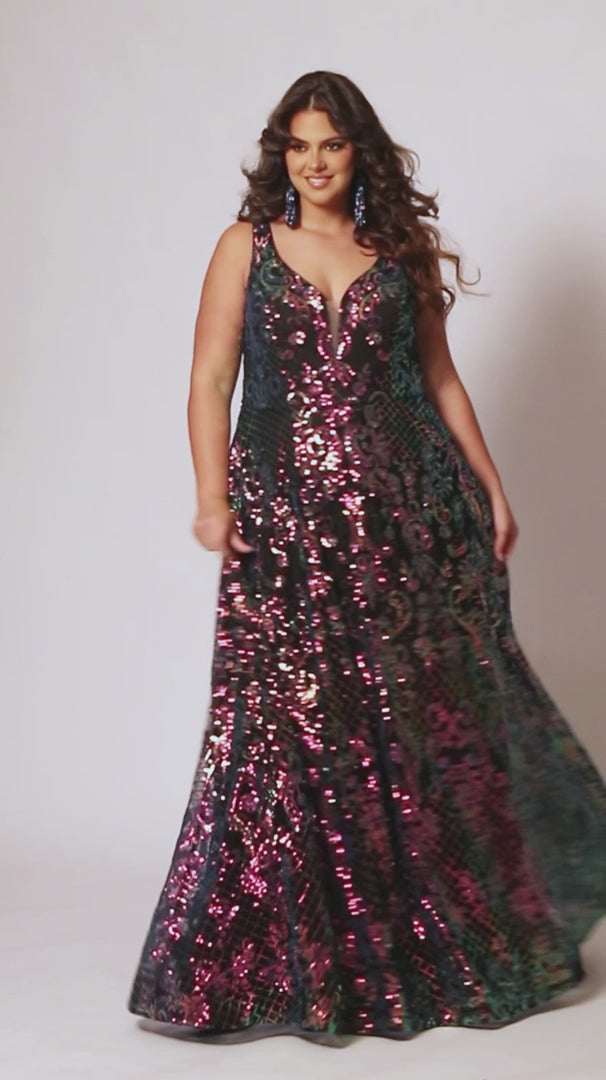 In Control Full length Iridescent Prom Formal Evening Gown