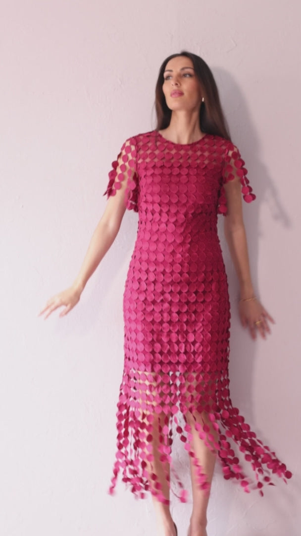 Sammi Midi Dress in Raspberry | Samantha Jane