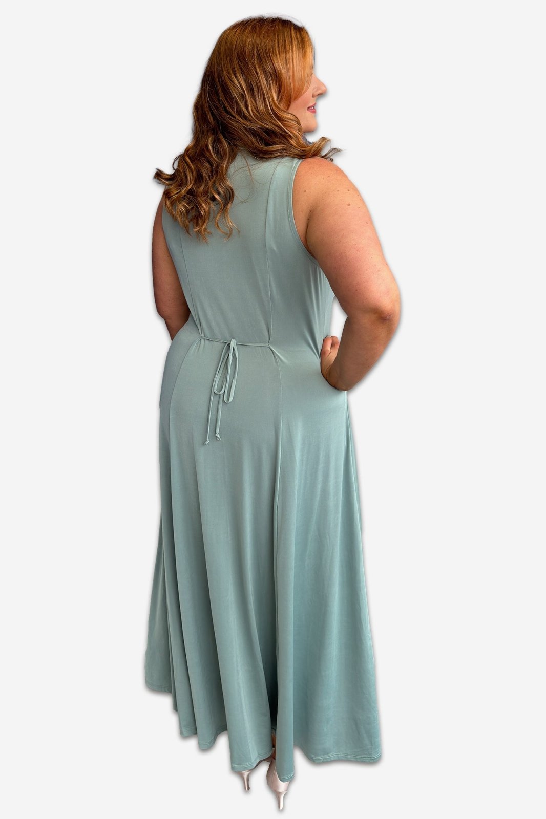 Sage Green Plus Size Maxi Button Down Collared Dress - Curvy Chic Boutique