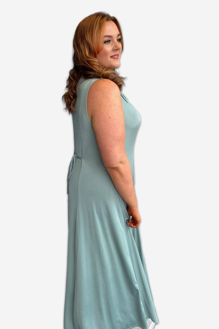 Sage Green Plus Size Maxi Button Down Collared Dress - Curvy Chic Boutique