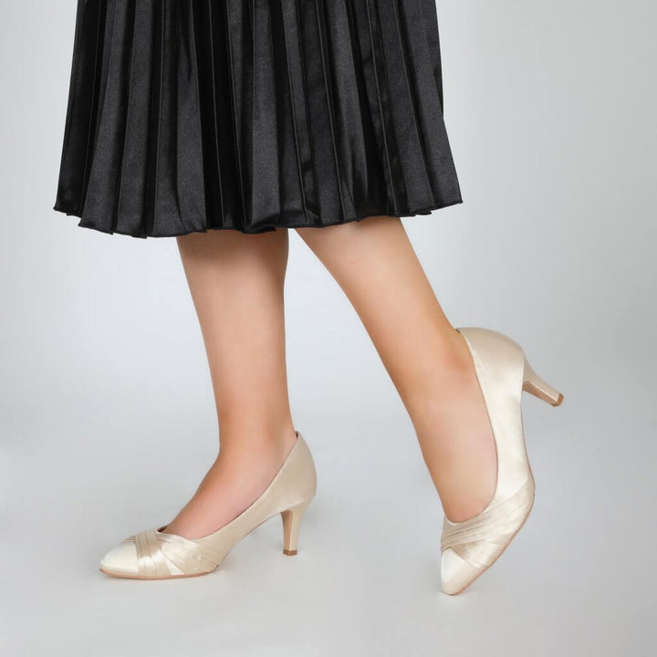 Sally Champagne Satin Heel | Perfect Bridal Company - Curvy Chic Boutique