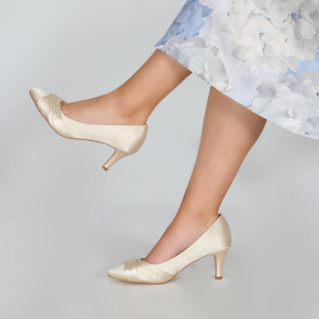 Sally Champagne Satin Heel | Perfect Bridal Company - Curvy Chic Boutique