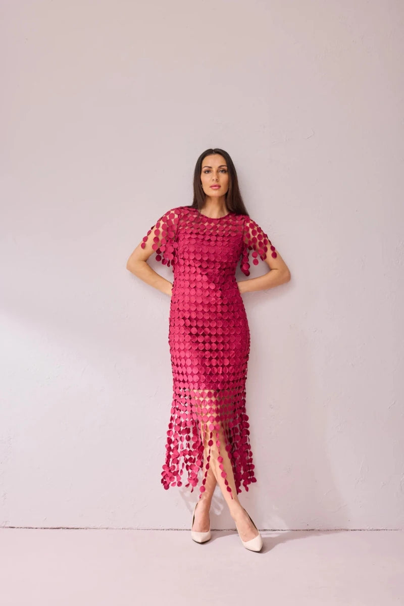 Sammi Midi Dress in Raspberry | Samantha Jane Samantha Jane | Rebecca James (formerly Curvy Chic Boutique) Belfast