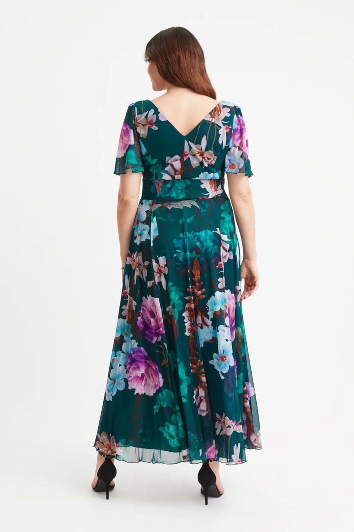 Scarlett and Jo | Isabelle Angel Sleeve Wrap Maxi Dress in Green - Curvy Chic Boutique