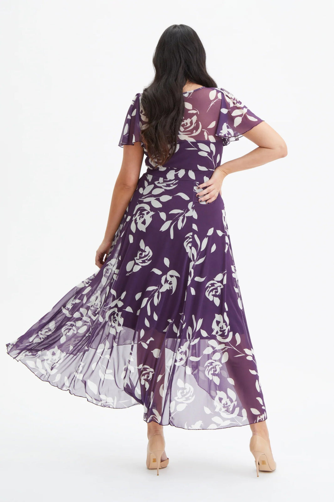 Scarlett & Jo Tilly Print Angel Sleeve Sweetheart Midi Dress - Curvy Chic Boutique