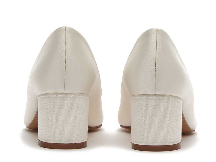 Serenity Ivory Satin Block Heels | Rainbow Club Shoes - Curvy Chic Boutique