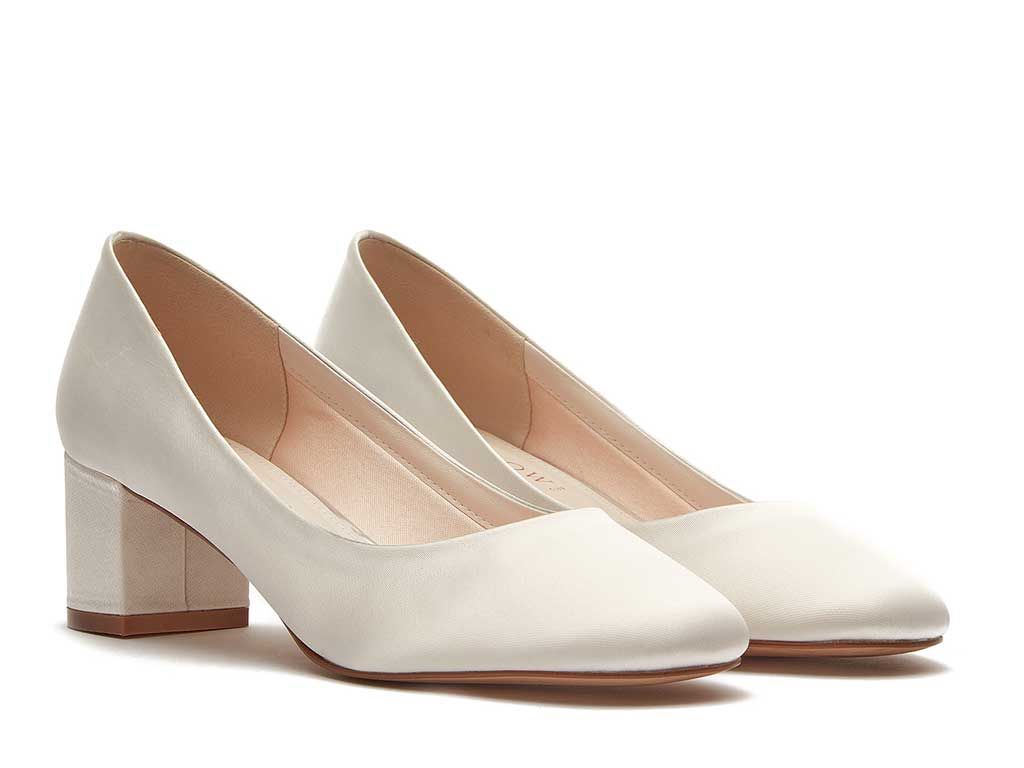 Serenity Ivory Satin Block Heels | Rainbow Club Shoes - Curvy Chic Boutique