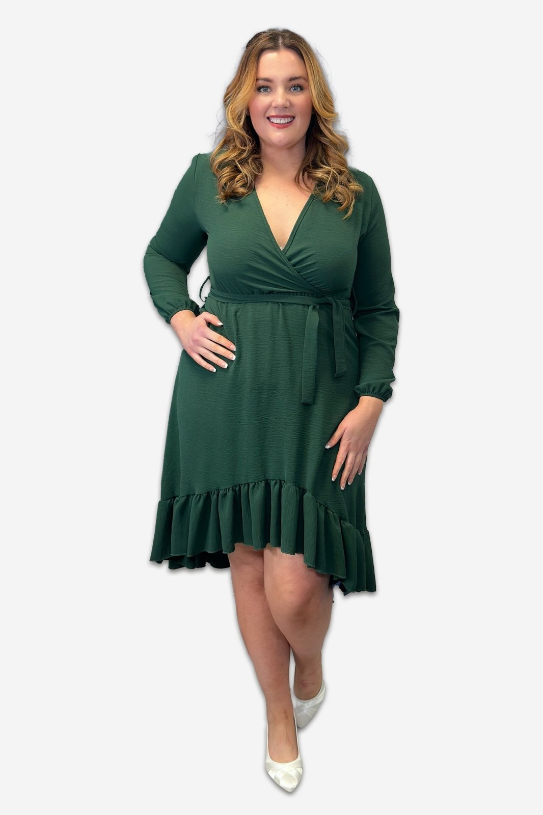 Wrap Plus Size Dress - Elegant Ruffle Detail & Belted Style  Rebecca James  (formerly Curvy Chic Boutique)