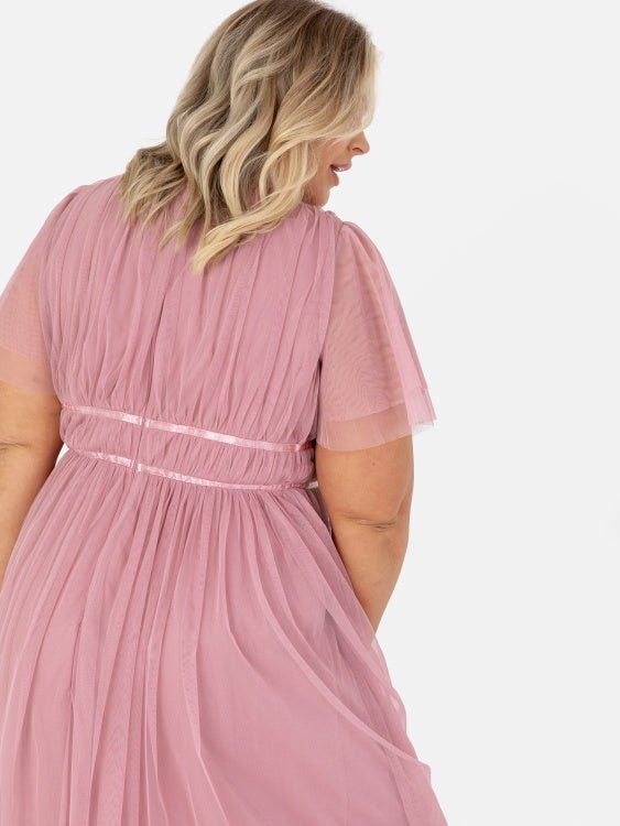 Anaya With Love Plus Size Recycled Blush Pink Ribbon Detail Midi Dress - Curvy Chic Boutique