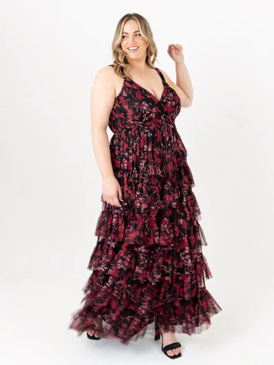 Anaya With Love Recycled Wrap Floral Tiered Ruffle Maxi Dress - Curvy Chic Boutique