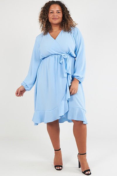 Light blue 2024 midi wrap dress