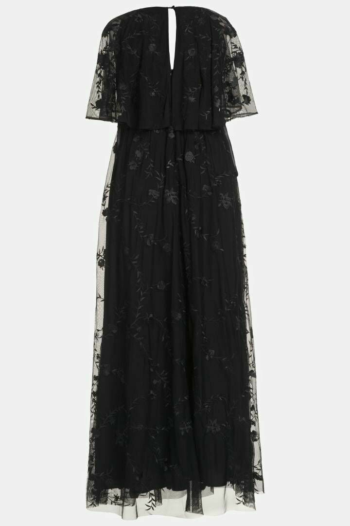 Embroidered Floral V-Neck Maxi dress | Black - Curvy Chic Boutique