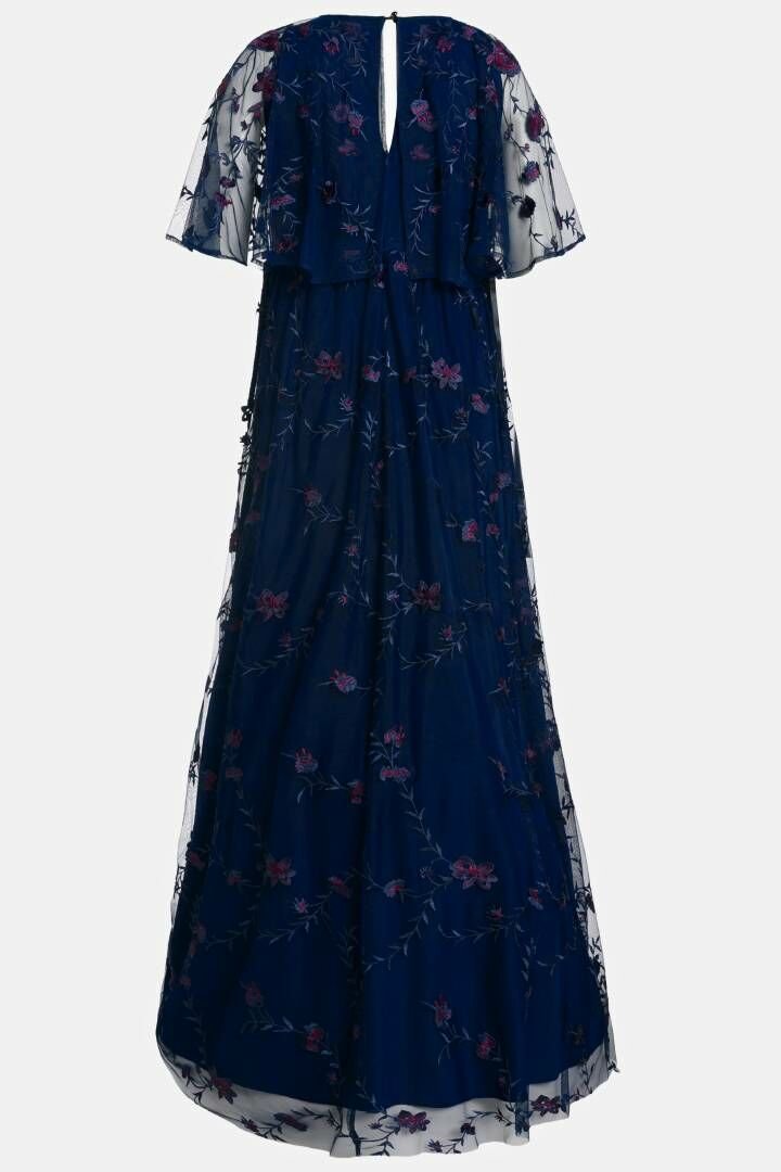 Embroidered Floral V Neck Maxi dress - Navy - Curvy Chic Boutique