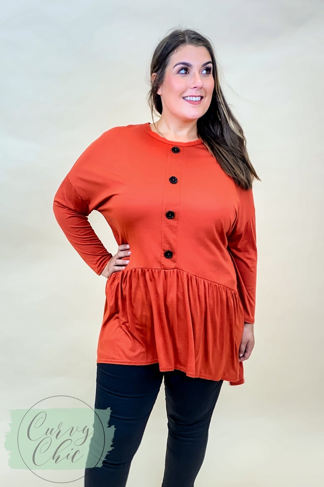 Evans Plus Size Button Down Long Sleeve Tunic - Curvy Chic Boutique