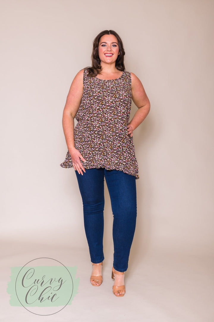 Floral Print Vest Top - Sustainable Collection - Curvy Chic Boutique