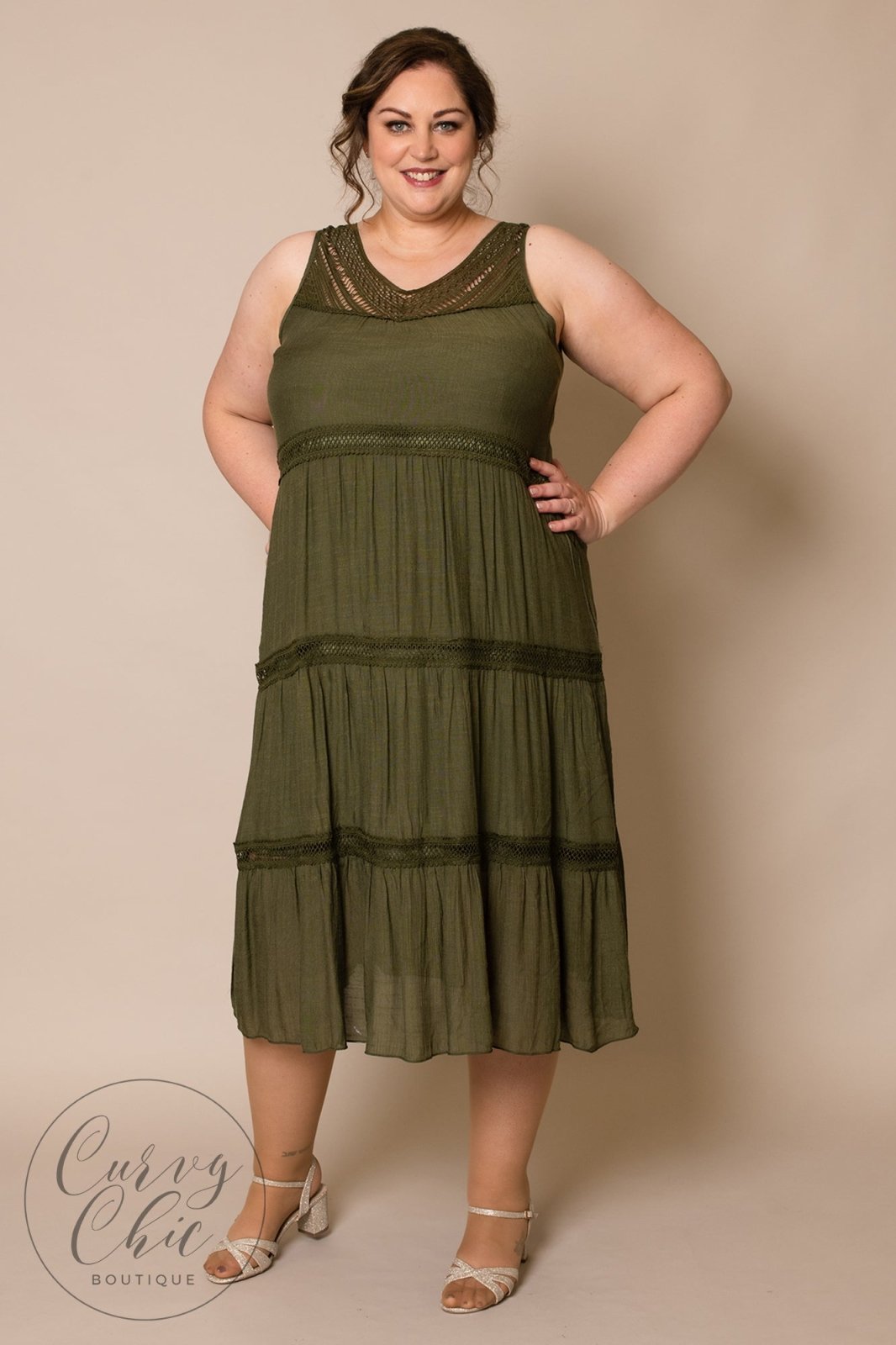 Green Cotton Style Plus Style Maxi Dress - Curvy Chic Boutique