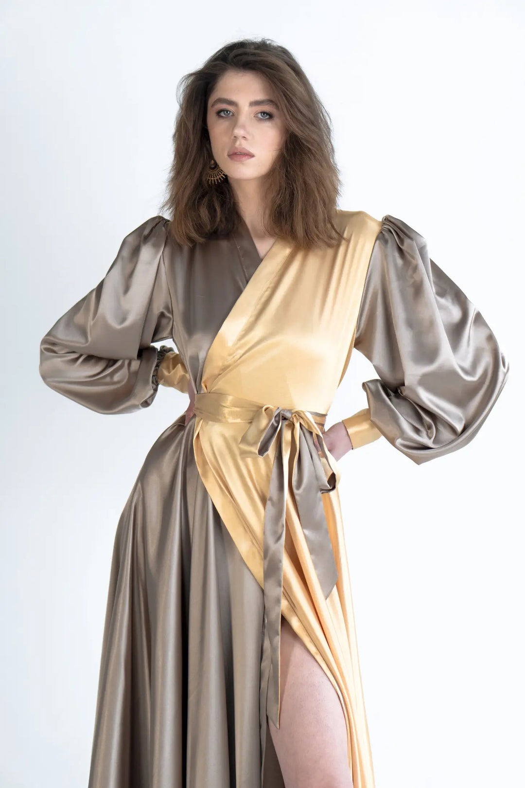 Gold wrap 2024 dress plus size