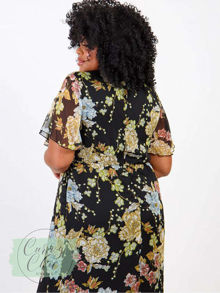 Lovedrobe Floral Print Maxi Dress With Front Splits - Curvy Chic Boutique