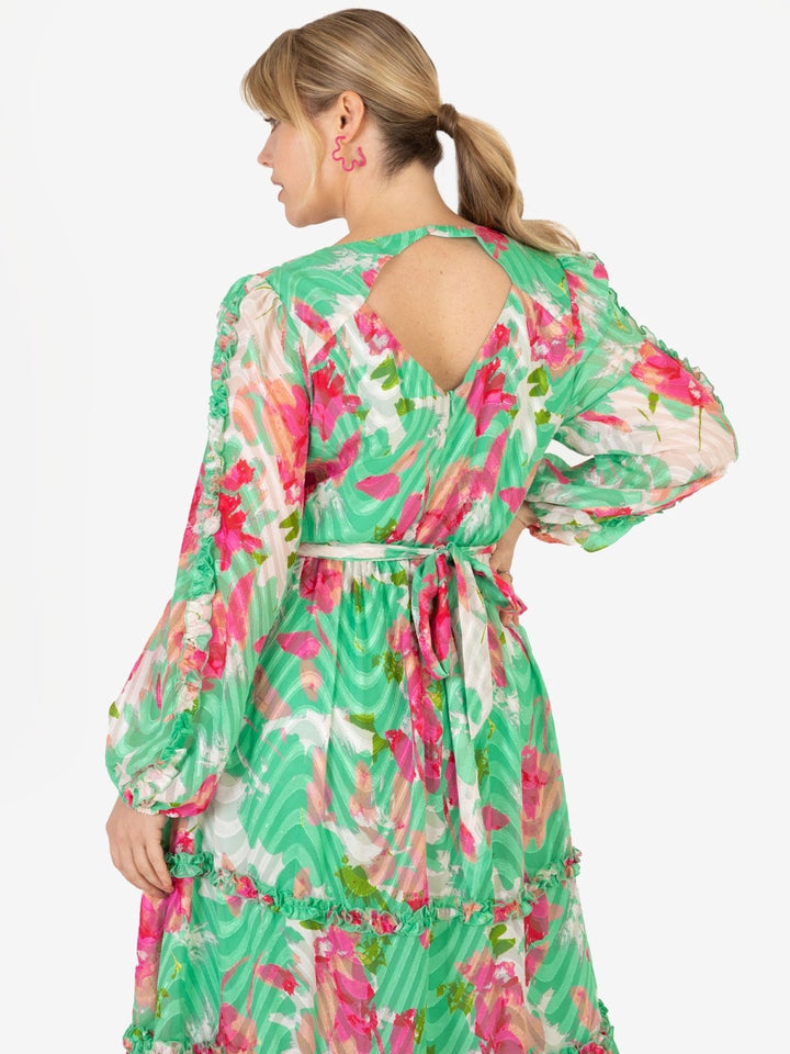 Lovedrobe Luxe Plus Size Green Abstract Print Midi Dress - Curvy Chic Boutique