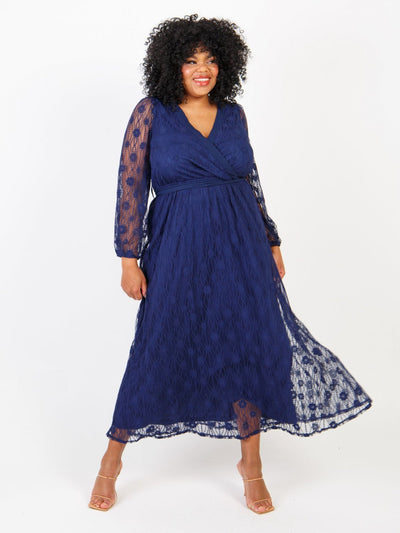 Lovedrobe Plus Size Lace Maxi Dress with Sleeves - Curvy Chic Boutique