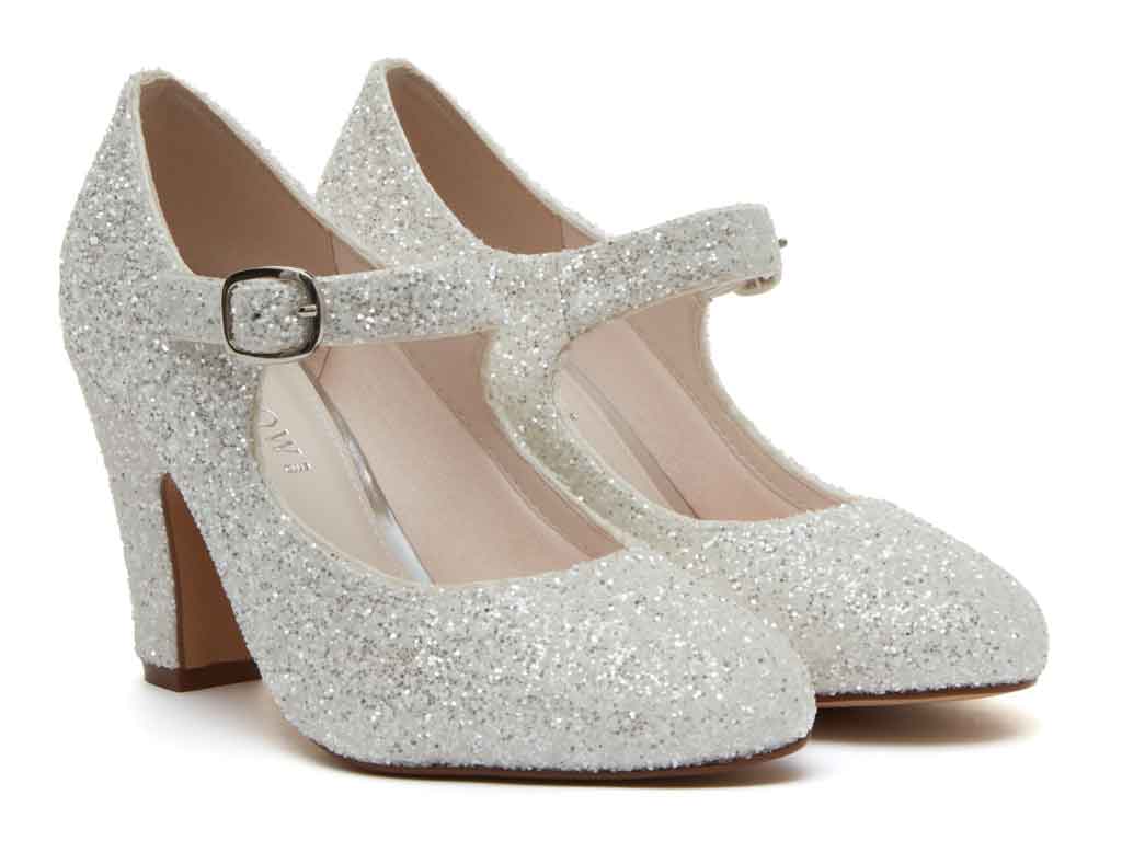 Madeline Shoes - Ivory Snow Glitter - Curvy Chic Boutique