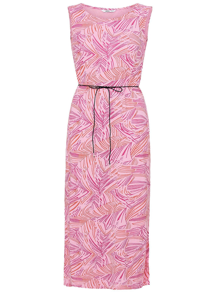 Pink Printed Tie Waist Maxi Dress - Curvy Chic Boutique